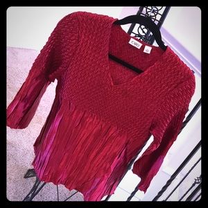 💥Dark Red satin crinkle blouse S